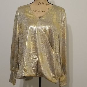 NWT Adrienne Vittadini Woman Gold Shimmer Top 1X